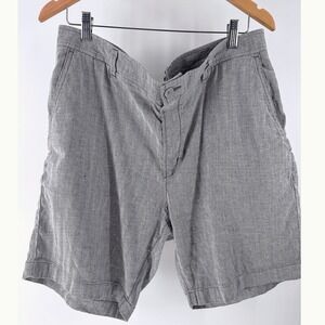 Tommy Bahama Linen Shorts Mens 40 Grey Beach Coast  9" Herringbone Flat Front